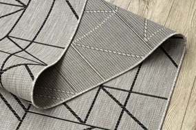Behúň SIZAL FLOORLUX 20605 trojuholníky geometrický - strieborný, čierny