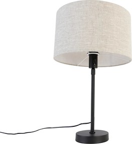 Stolná lampa čierna nastaviteľná so svetlosivým tienidlom 35 cm - Parte