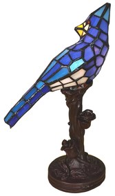 Stolná lampa Tiffany Blue Parrot - 15*12*33 cm E14/max 1*25W