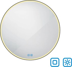 Nimco Čierne okrúhle LED zrkadlo pr. 900 mm s dvoma dotykovými senzormi - ZPC 28003RVX-90