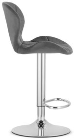 Barová stolička WEST zamatová, sivá (chrómová noha)