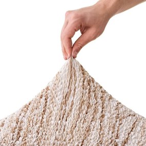 Bielastické poťahy UNIVERSO NOVÉ žíhané béžové kreslo s drevenými rúčkami (š. 40 - 70 cm)