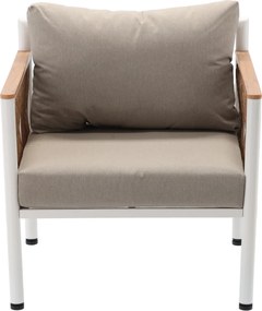 Garden Line SÚPRAVA HLINÍKOVÉHO NÁBYTKU „BELGRAD“ (SOFA + 2 KRESLÁ + STÔL) BEŽOVÁ + BEŽOVÉ VANKÚŠE