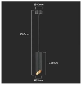 Luster na lanku 1xGU10/35W/230V 30 cm čierna