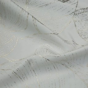 Zamatový stredový obrus s lesklou potlačou listov bielej farby Šírka: 35 cm | Dĺžka: 180 cm