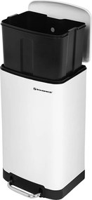 Odpadkový kôš pedálový s vekom, 30 L, oceľový, mäkké zatváranie, biely