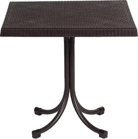 Garden Line PLASTOVÝ ZÁHRADNÝ STÔL NA JEDNEJ NOHE  SO VZOROM RATAN 80 x 80 x 73 CM HNEDÝ