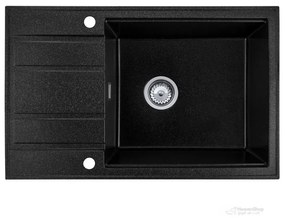 Gamma Modern 8010, 1-komorový granitový drez 800x500x210 mm, čierna škvrnitá, GMA-ZM-8010-BP