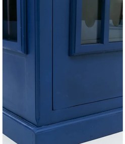 furniture-nabytek.cz - Masívna vinotéka v tvare telefónnej búdky, lakovaná, modrá – Mango 78×44×200 cm