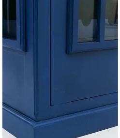 furniture-nabytek.cz - Masívna vinotéka v tvare telefónnej búdky, lakovaná, modrá – Mango 78×44×200 cm