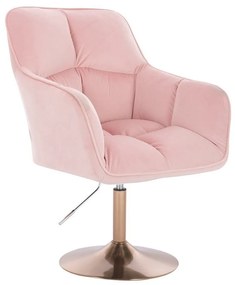 LuxuryForm DESIGN Kreslo AMALFI VELUR na zlatom tanieri - ružové