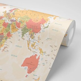 Samolepiaca tapeta podrobná mapa sveta - 300x200