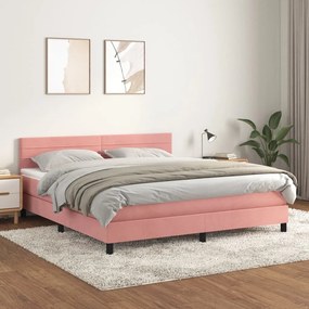 Posteľný rám boxsping s matracom ružový 180x200 cm zamat 3141382