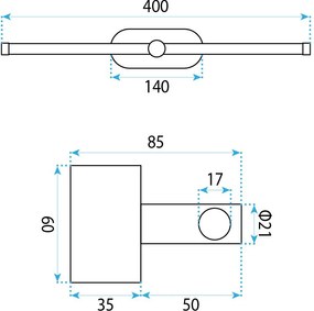 Toolight Toolight, LED nástenné svietidlo 40cm, 13W, 4000K, 1000lm, APP1892-1W, zlatá matná, OSW-66047