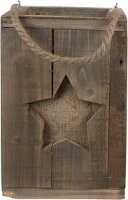 Drevený retro lampáš so hviezdou Start - 19*19*28 cm