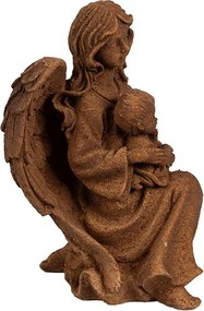 Dekoratívna hrdzavá figúrka anjel držiaci dieťa - 13*11*18 cm