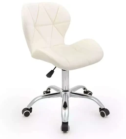 LuxuryForm DESIGN Stolička LIVIO VELUR na striebornej podstave s kolieskami - krémová