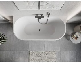 Mexen Oris, voľne stojaca ryhovaná vaňa 170 x 80 cm, biela lesklá, grafitový prepad, 52871708000-95