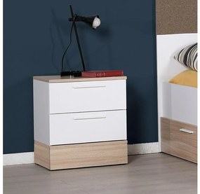 Adore Furniture Nočný stolík 52x45 cm hnedá/biela AD0037