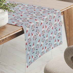 Biante Dekoračný behúň na stôl Leona LN-088 Zimní škriatkovia na sivom 45x180 cm