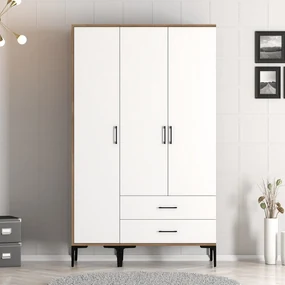 Šatníková skriňa Kiara ST (orech + biela). Akcia -19%. Vlastná spoľahlivá doprava až k Vám domov. 1088345
