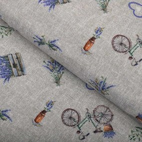 Biante Dekoračný oválny obrus PML-097 Levandule a bicykle na sivom režnom 120x160 cm