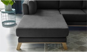 Tmavosivá trojmiestna pohovka s leňoškou Bobochic Paris Seattle, ľavý roh