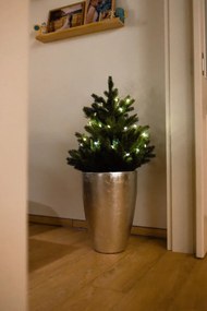 Kvetináč OPALA, sklolaminát, výška 44 cm, strieborný lesk