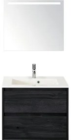 Kúpeľňová zostava Sanox Porto mramor zrkadlo 70 cm dub čierny s LED