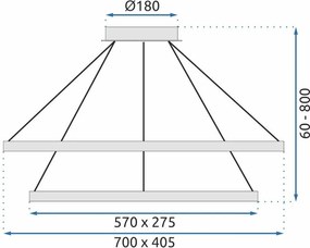 Toolight Toolight, LED krištáľové svietidlo 70x40,5cm, APP771-3CP, strieborná, OSW-05022