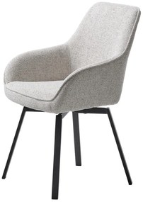 Svetlosivé čalúnené jedálenské kreslo s podrúčkami Alma – Unique Furniture