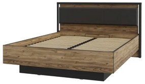 Dvojlôžková posteľ s úložným priestorom OREN 160x200 cm hnedá/čierna