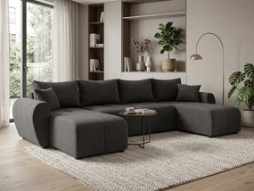 Rozkladacia obojstranná sedacia súprava do U SEVIO 311x145 cm, tmavosivá + 2 vankúšiky ZDARMA