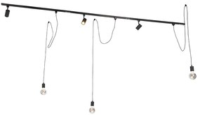 1-fázový koľajnicový systém s 3 reflektormi a 3 závesnými lampami čierny - Cavalux Jeana