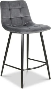 Sivá barová stolička MILA VELVET s čiernymi nohami
