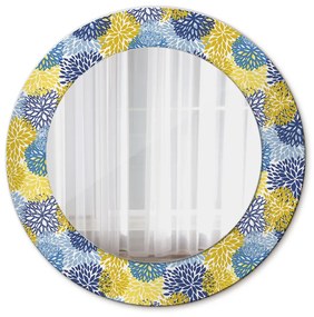 Okrúhle ozdobné zrkadlo Modré kvety fi 50 cm