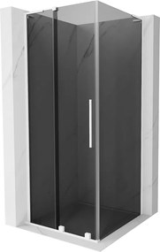 Mexen Velar L, sprchový kút s posuvnými dverami 120 x 120 cm, 8mm šedé sklo, biela matná, 871-120-120-43-20