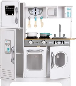 Drevená kuchynka ECOTOYS veľká s príslušenstvom (rúra, mikrovlnka, chladnička, práčka)