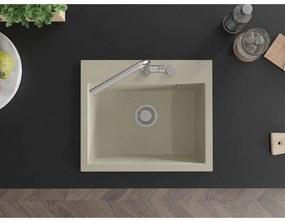 Mexen Oscar, 1-komorový granitový drez 580x490x205 mm, béžová, 6519581000-69