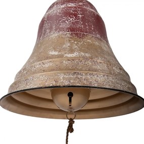 Obrovský koový červeno-zlarý závesný zvon Bell s rolničkou - Ø 52*56 cm