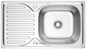 Erga HD, 1-komorový oceľový drez 760x430x160 mm, dekor hladký brúsený satén, ERG-MLS-HD7643