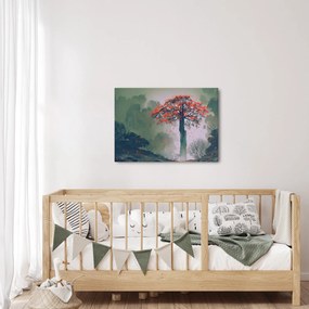 Obraz osamoteného červeného stromu (70x50 cm)