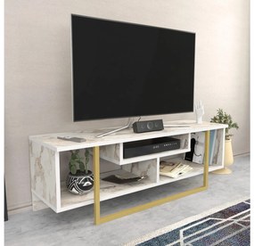 TV stolík/skrinka Aslana 120 (biela + zlatá) . Vlastná spoľahlivá doprava až k Vám domov. 1101386