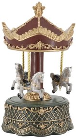 Višňovo-zelená antik hracia skrinka stromček Noël - Ø 12,5*23 cm