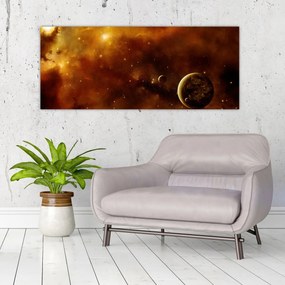 Obraz - Planéty s hmlovinou (120x50 cm)