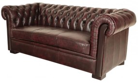 Pohovka trojmiestna Chesterfield Tiffy z pravej hovädzej kože New Red New Red