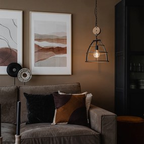 Inteligentné závesné svietidlo tmavosivé s drevom 34 cm vrátane Wifi G95 - Arthur