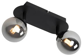 Moderné bodové svetlo čierne s dymovým sklom 2-žiarovkové - Atény