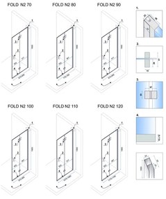 Rea Fold N2 sprchový kút so skladacími dverami 80(dvere) x 70(dvere), 6mm číre sklo, chrómový profil, KPL-07445