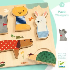 Detské vkladacie drevené puzzle s motívmi domácich maznáčikov Djeco